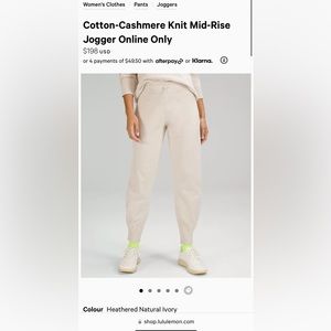 LuluLemon Cotton-Cashmere Knit Mid-Rise
Jogger